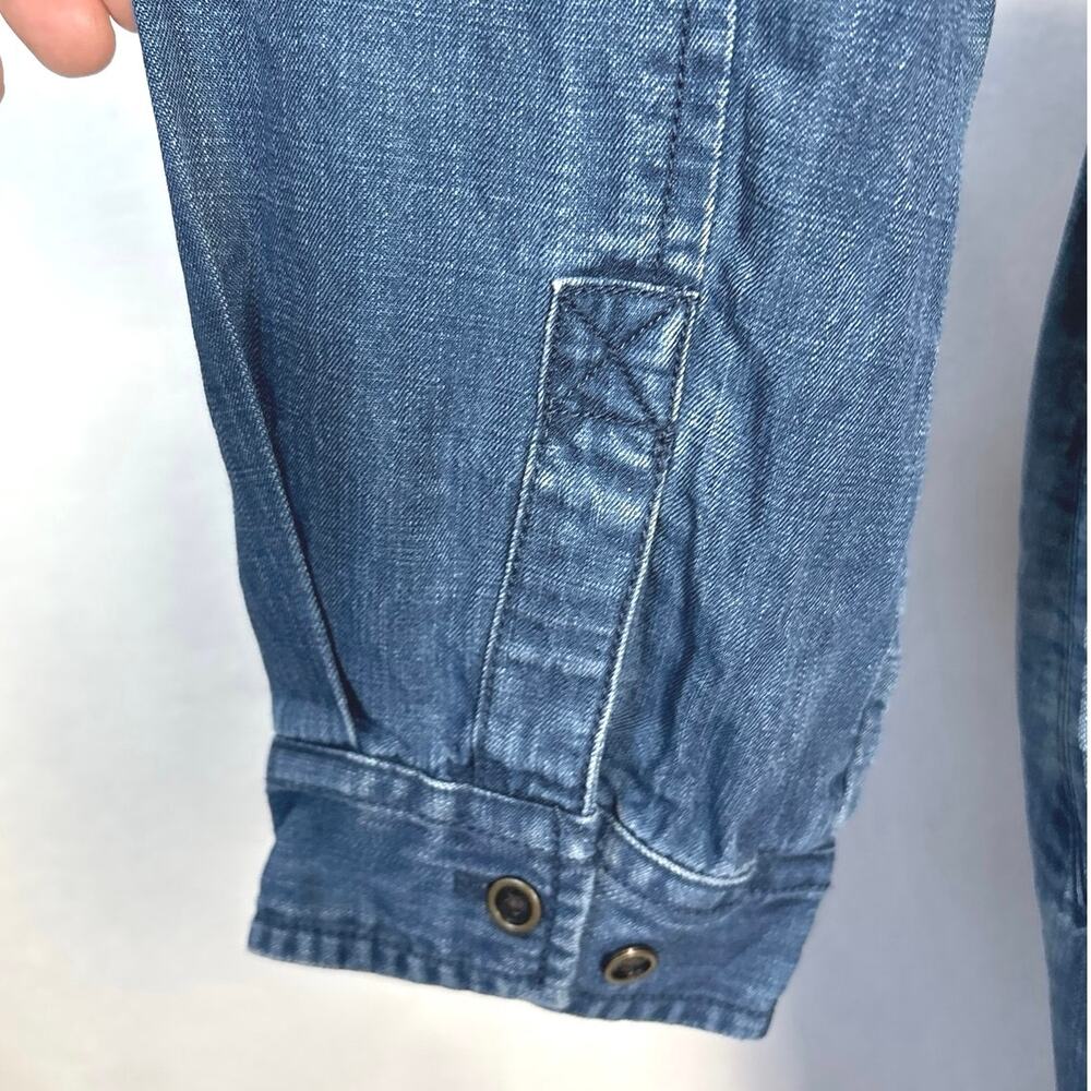 Coldwater Creek Midi Shirt Dress Long Sleeve Chambray Blue Button Front SzLarge - Picture 5 of 8